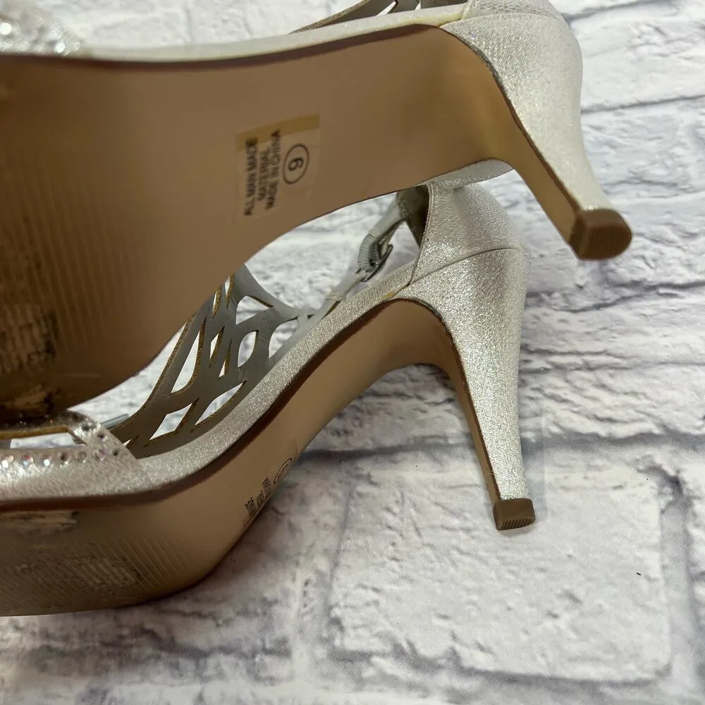 City Classified Womens Maggie Rhinestone Formal Heel Silver Size 9 Ankle Strap - Image 7