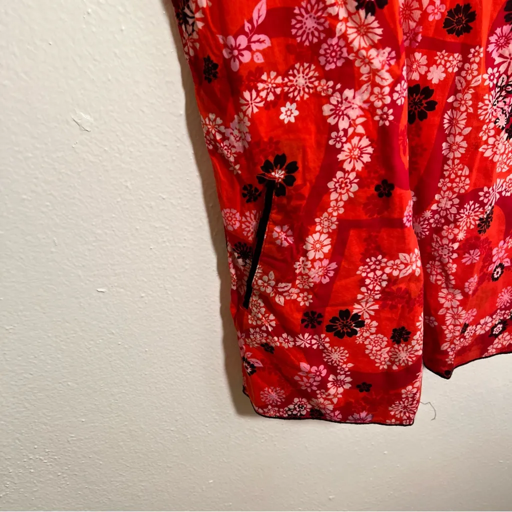 Koi by Kathy Peterson Scrub Top Red Hawaiian Floral Hearts S - Image 4