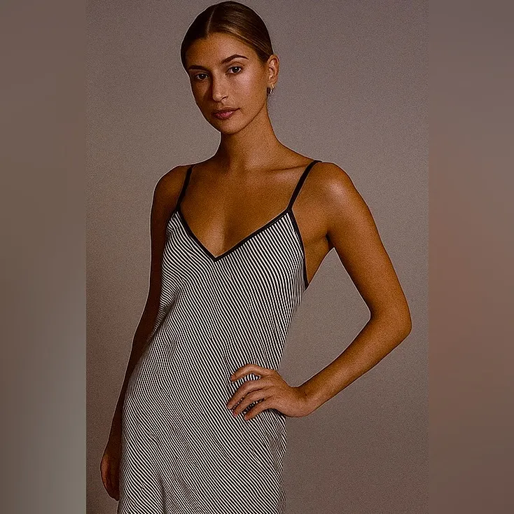 Vintage 1996 Victoria’s Secret Collection Black & White Stripe Slip Dress Size M - Image 10