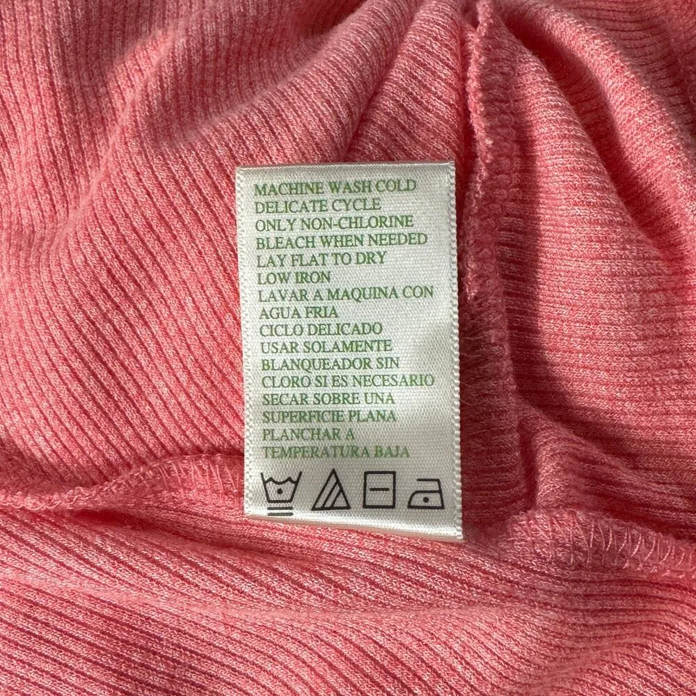 Green Tea X-Large Tunic Top Ribbed Short Sleeve Round Neck Stretch Twist Front - Image 8