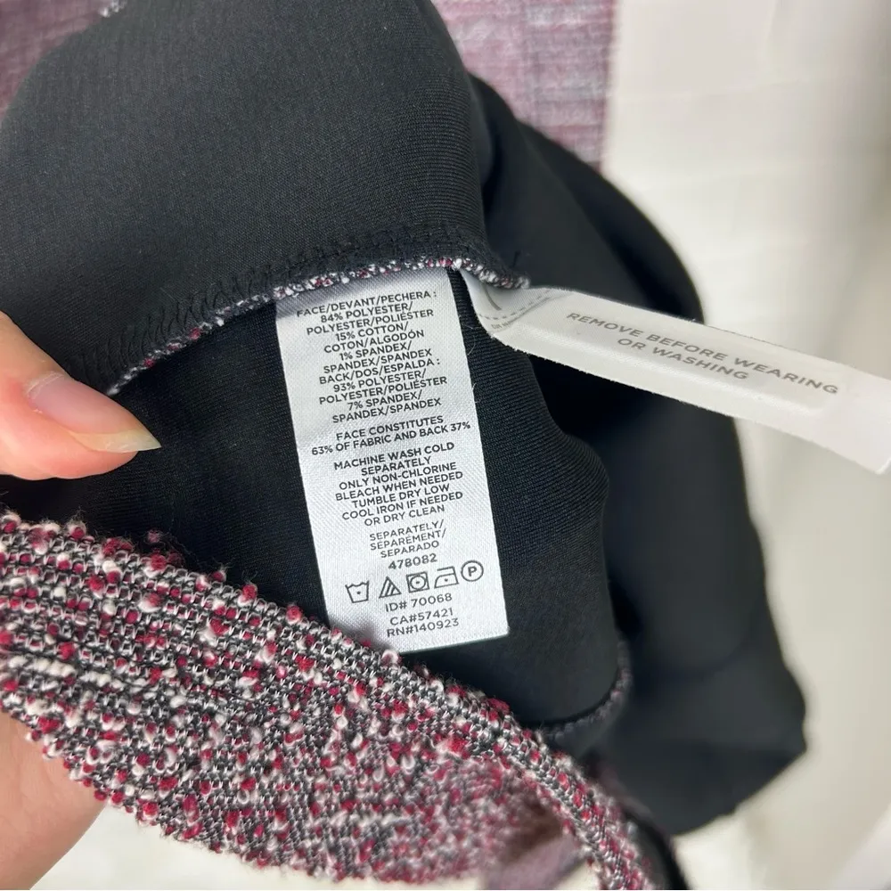 LOFT Mixed Red Boucle Tweed Knit Sleeveless Career Sheath Dress Size 8P - Image 10