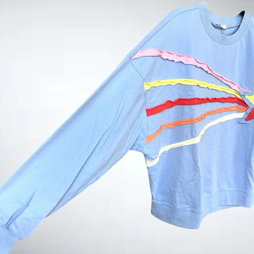 easel  Oversized Shooting Star Patch Pullover Knit Top - Image 5