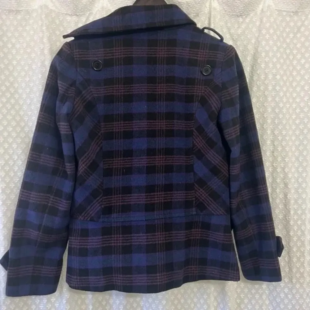 plaid pea coat size small EUC - Image 7