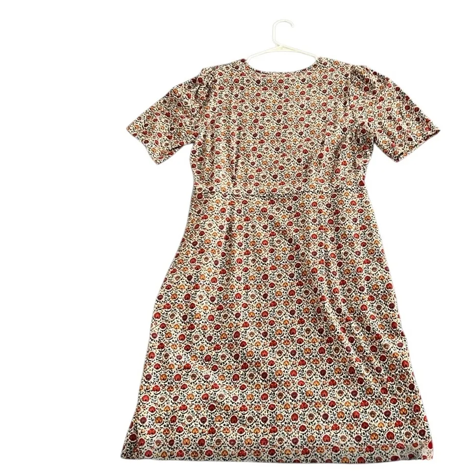 Boden Zoe Dress UK 18L / US 14 Tall – Retro Floral Shift Short Sleeve White - Image 5