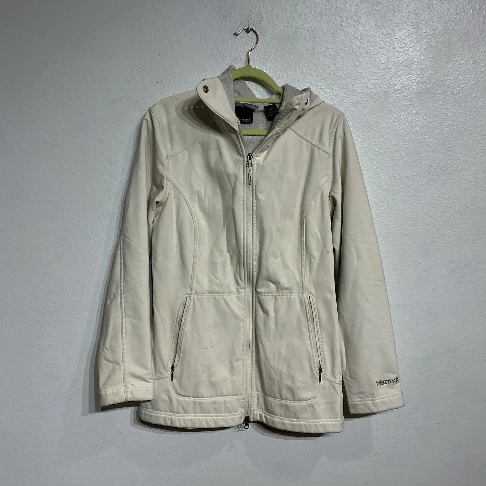 Marmot Off White Davos Turtle Dove Faux Fur Hood Jacket Sz M - Image 3