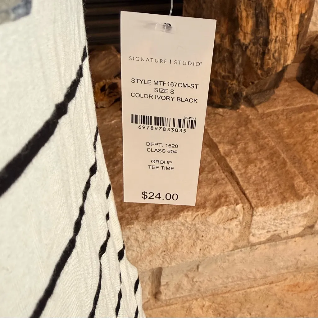 Signature Studio Striped Tee with Floral Accents - Image 3