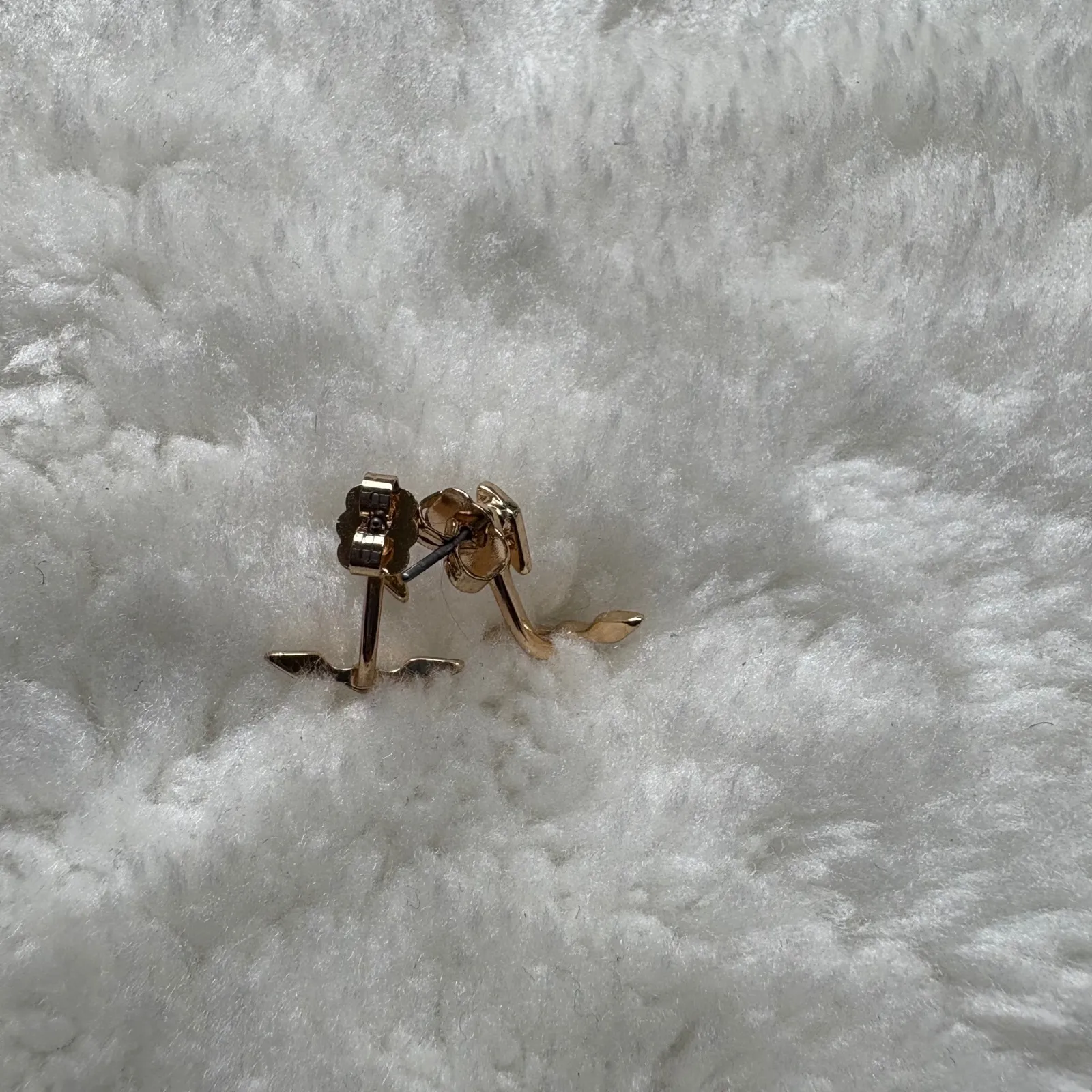 Gold Tone Ear Jacket Earrings With Rhinestone Accent, Stud‎ Earring Back - Image 3