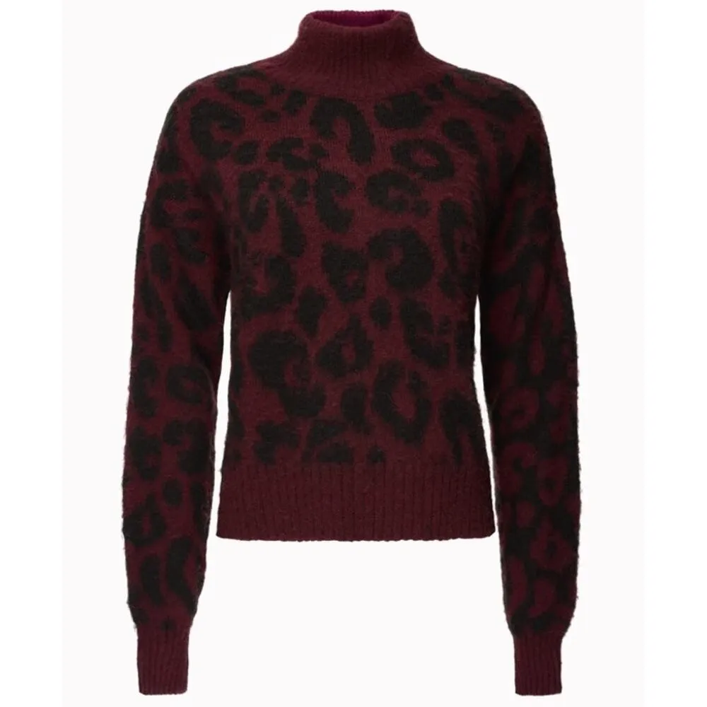 Sweaty Betty Leopard Animal Jacquard Mohair Mock Neck Jumper Sweater Small NEW - Image 8