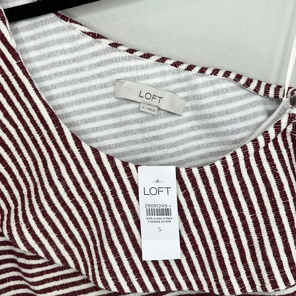 NWT Loft One shoulder Ruffle striped summer dress size small - Image 3