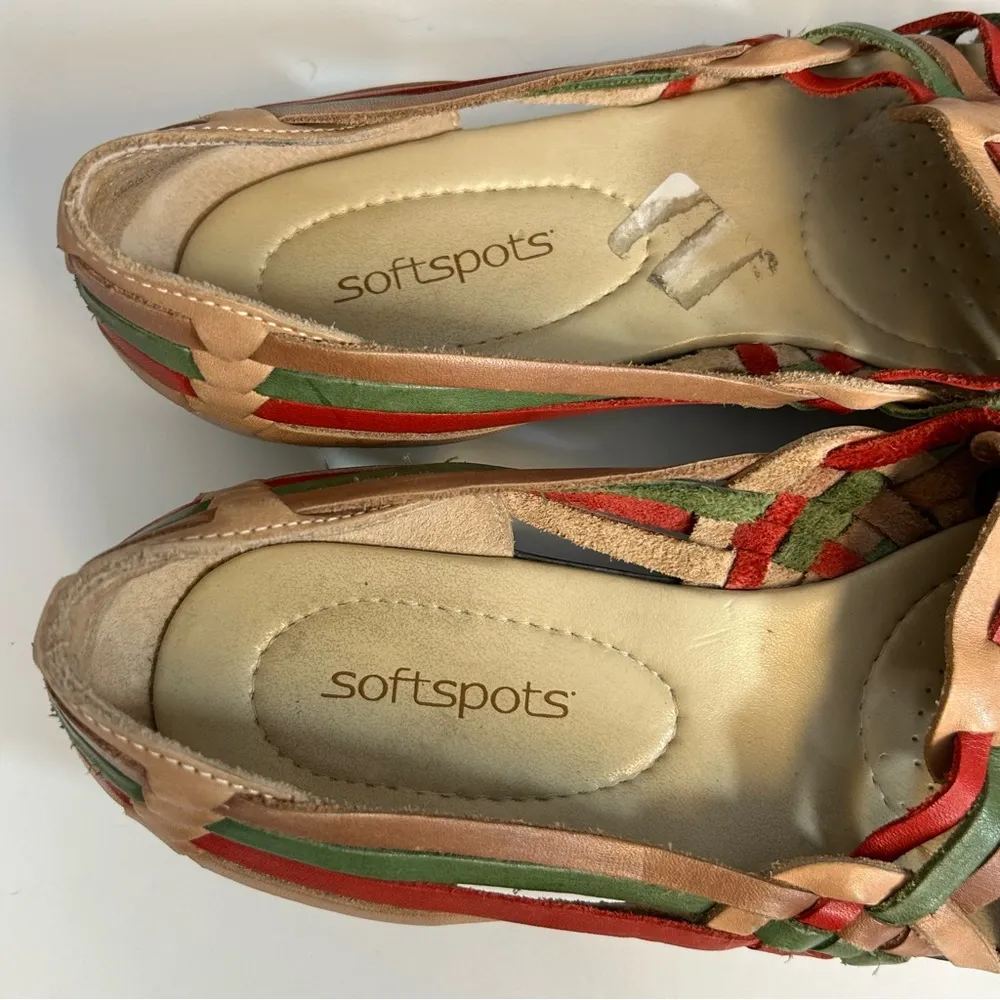 Softspots Trinidad Huarache Leather Sandals Size 9 WW Tan - Image 8
