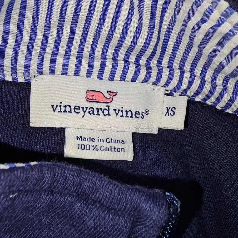 Vineyard Vines Womens Navy Dot‎ Stripe 1/4 Zip Shep Shirt XS - Image 5
