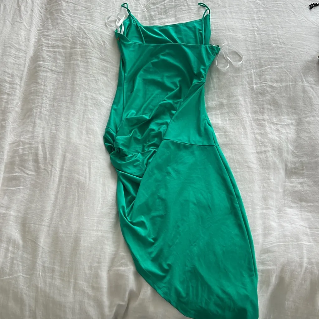 SUPERDOWN Eva Sexy Cami Twisted Slit Midi Dress in Bright Green Sz S $74 - Image 7