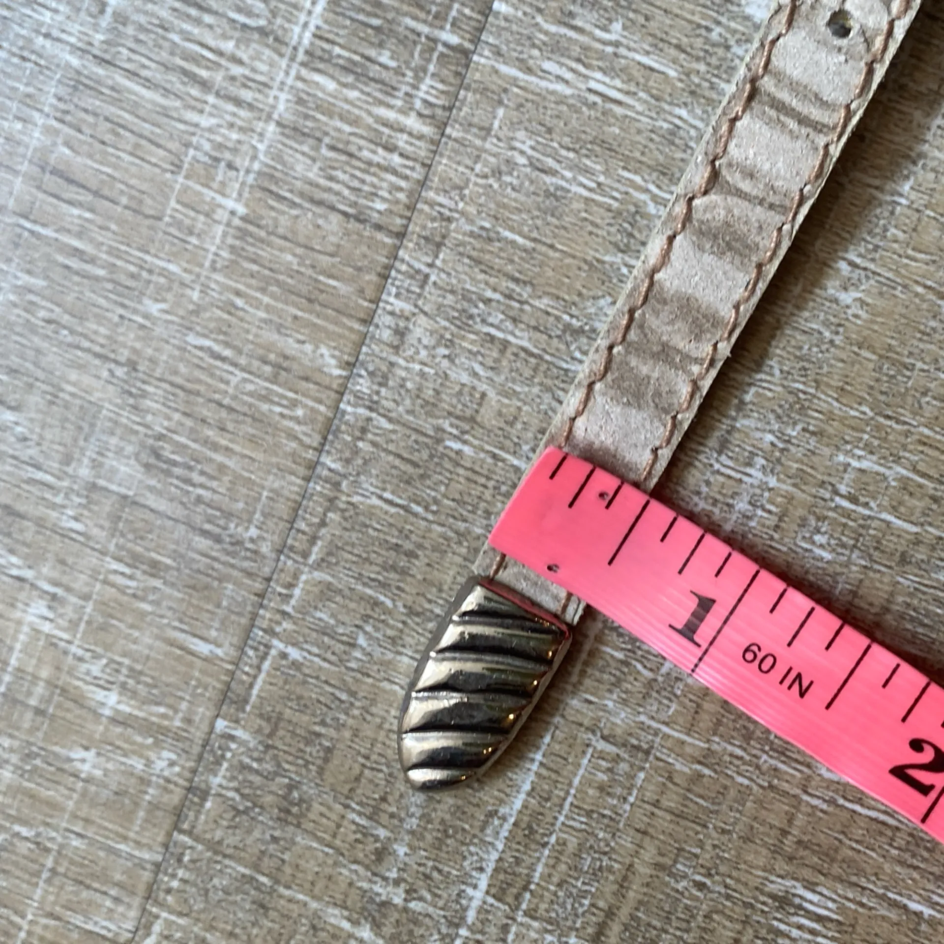 80s Vintage SOTA Leather Crocodile Skinny Belt Women's Medium Silver Tip Western White - Image 8