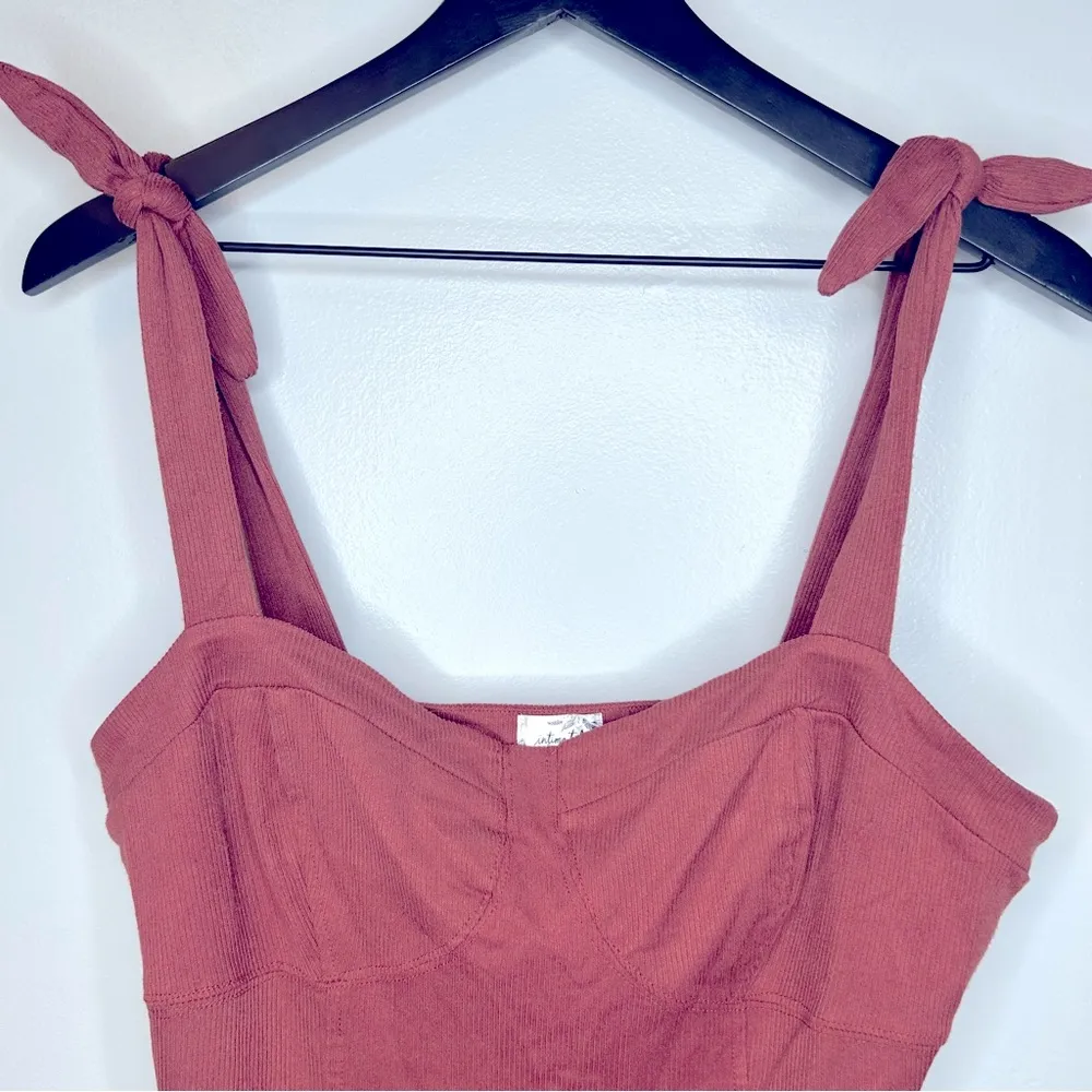 Free People Something ‘Bout You Terra Cotta Tie Sleeve Slip Dress Size L - Image 8