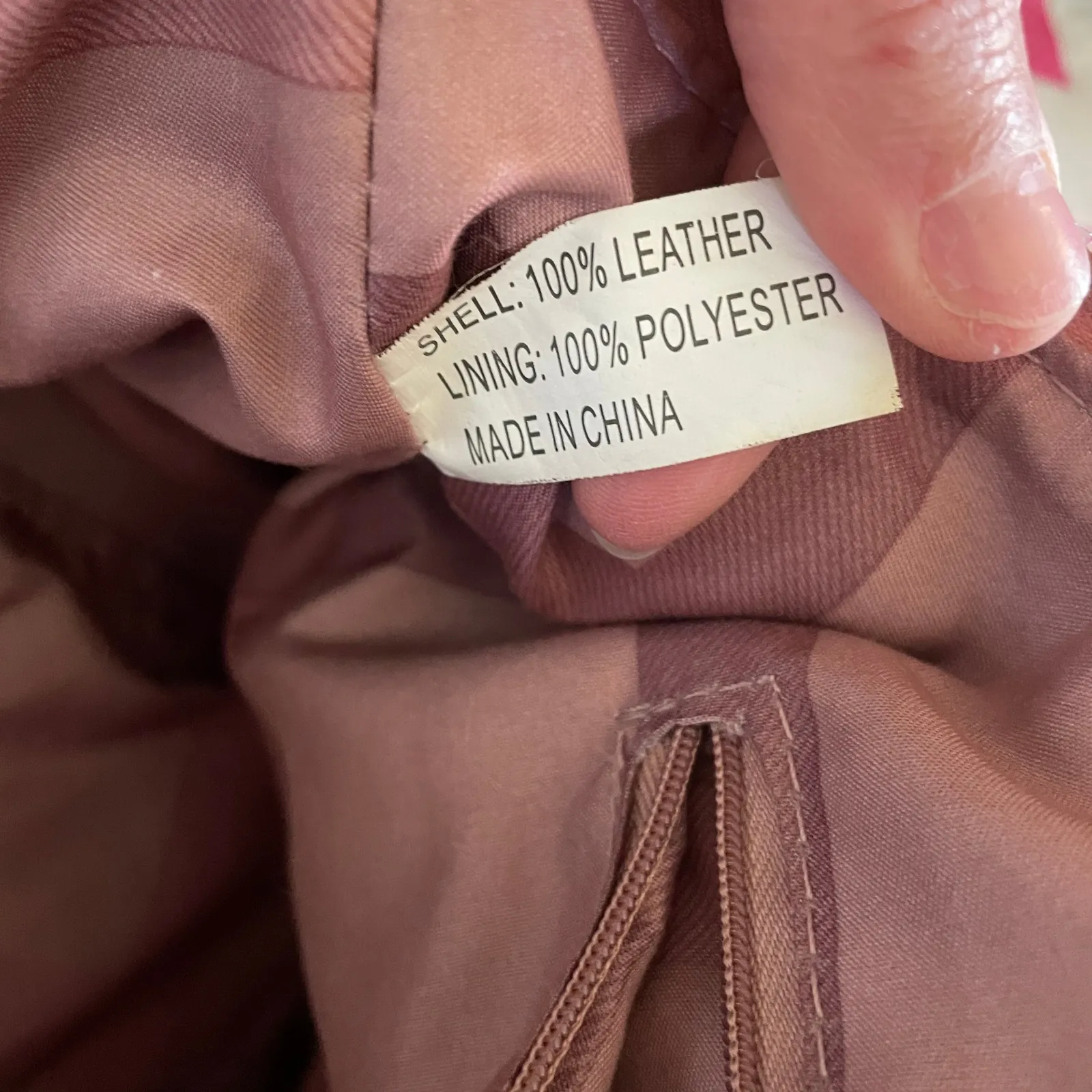 Joy Mangano Rose Gold Metallic Tote Bag Leather Handles Zipper Top Everyday Pink - Image 5