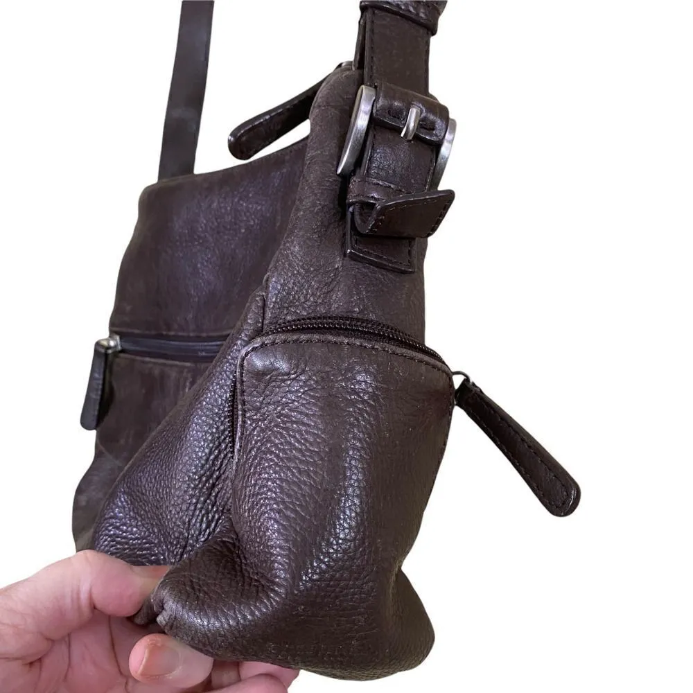 Vintage Stone Mountain Brown Leather Shoulder Bag - Image 7