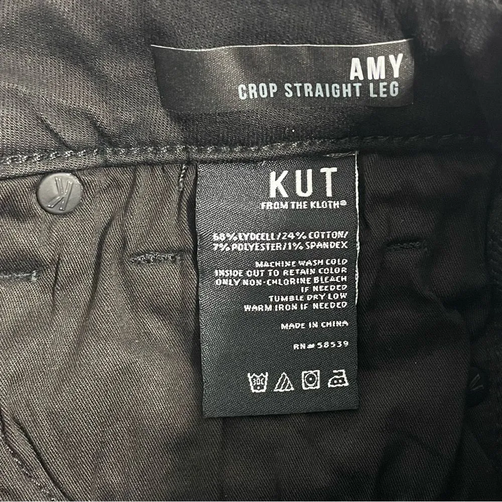 NWT Kut‎ From The Kloth Amy Crop Straight Leg Jeans Black Size 0 Denim - Image 5