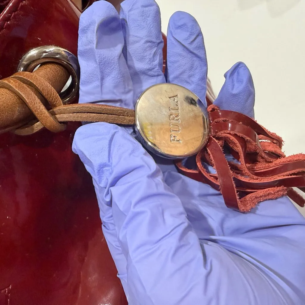 Furla Red Patent Leather Tote Bag - Image 3