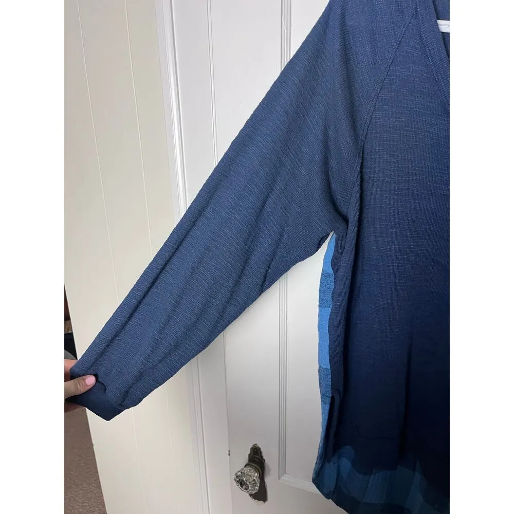 Anthropologie Pilcro Mixed Media Flannel Thermal Flowy V-neck Blue Shirt Small - Image 3