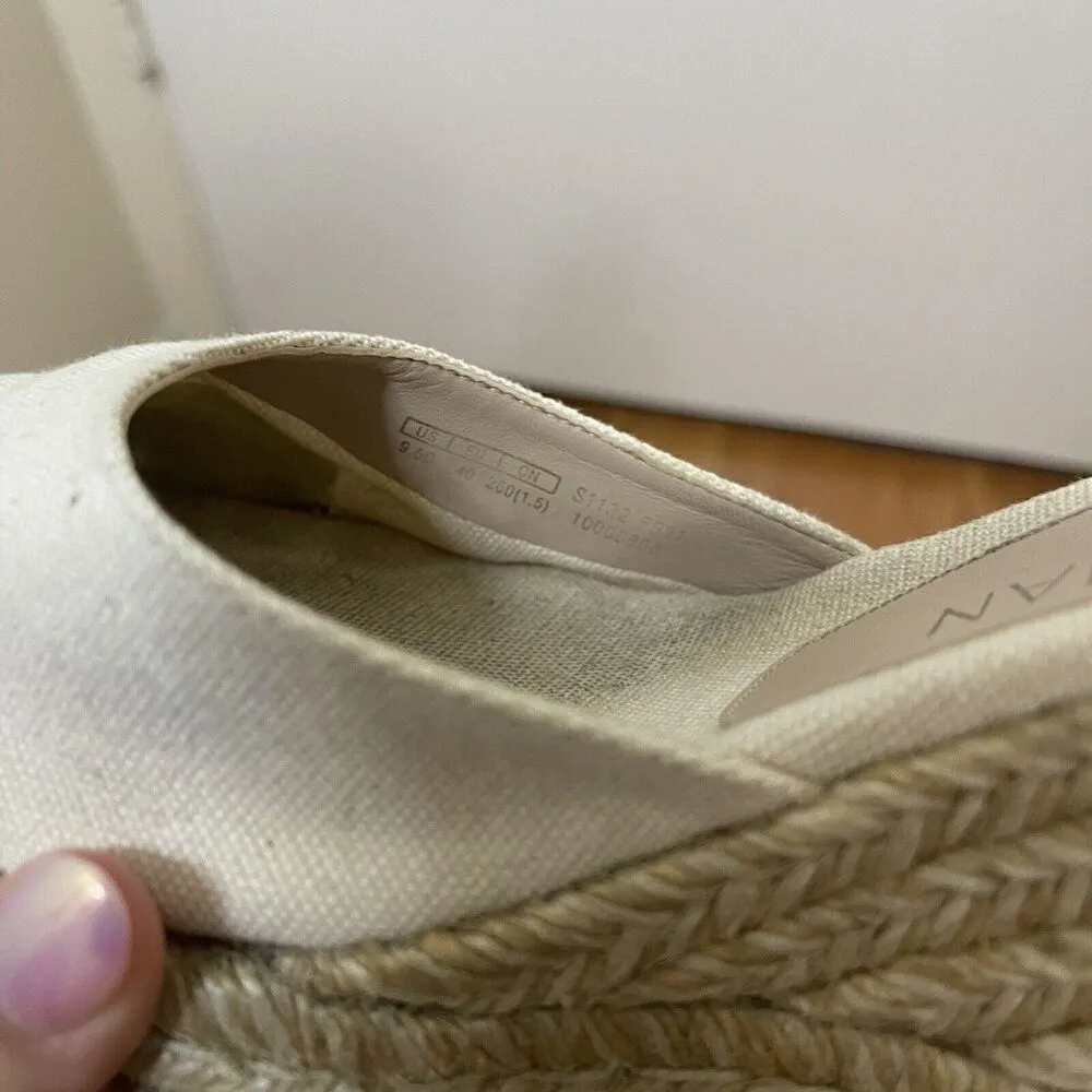 Stuart weitzman Ivory beige espadrille wrap wedge heels size US 9.5 - Image 10