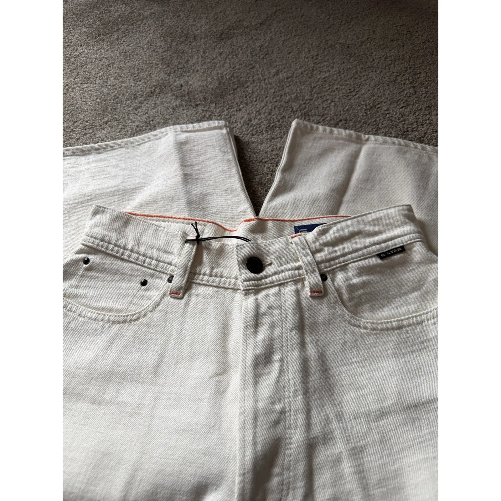 G-Star RAW Patti Wide Fit Mid Rise Ecru Denim Shorts Size 26 NWT Utilitarian - Image 11