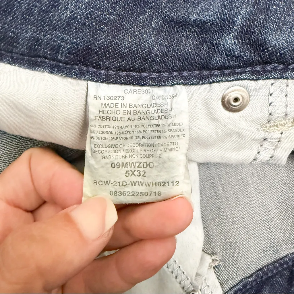 Wrangler Dark Wash Faded Raw Edge Cut Off Boot Leg Mid Rise Womens Jeans 5 X 32 - Image 7