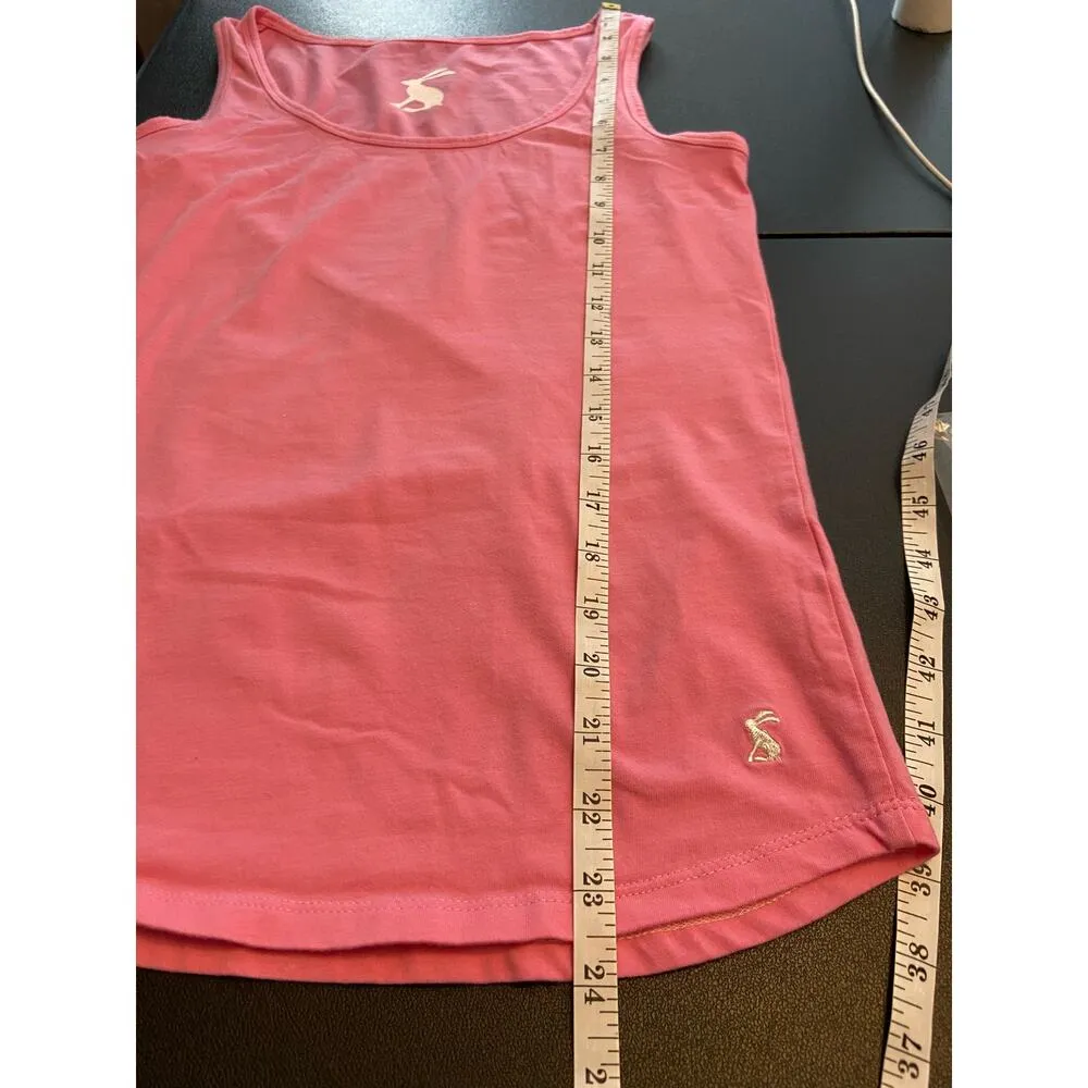 Joules Sleeveless Cotton Scoop Tank Top Women 2 Mimi Pink Bunny Logo Stretch - Image 7