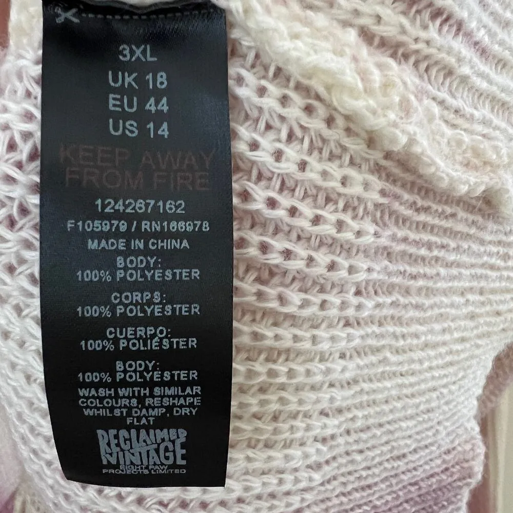 Reclaimed Vintage Unisex Knit Printed Sweater in Pink Tie Dye Size 3XL - Image 4