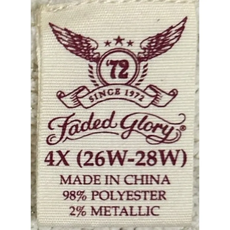 Faded Glory Women's White Soft V-Neck Gold Sparkle Sweater Size 4X 26W-28W - Image 3