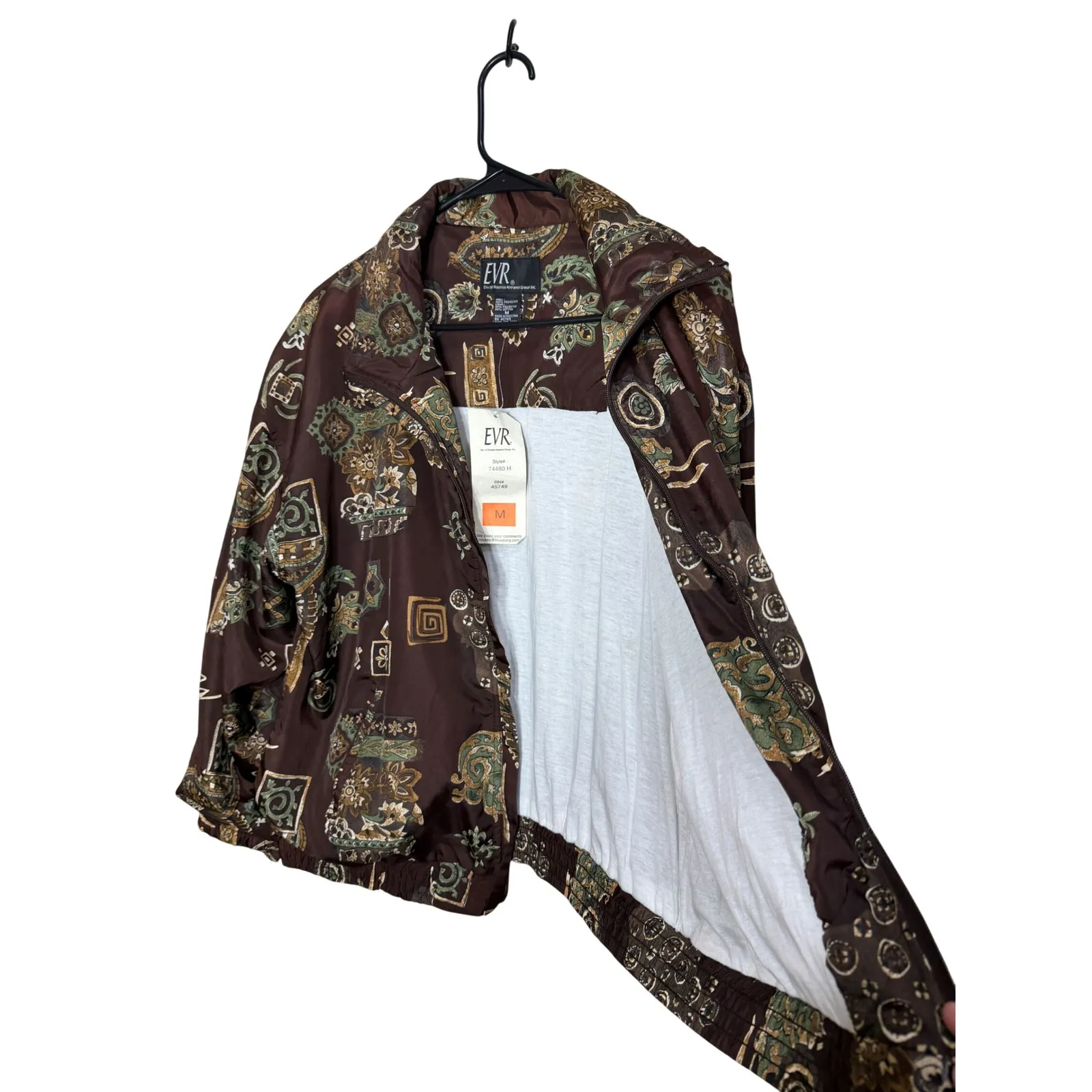 Vintage EVR Womens Brown Abstract Print Lightweight Zip Up Jacket Size Medium - Image 6