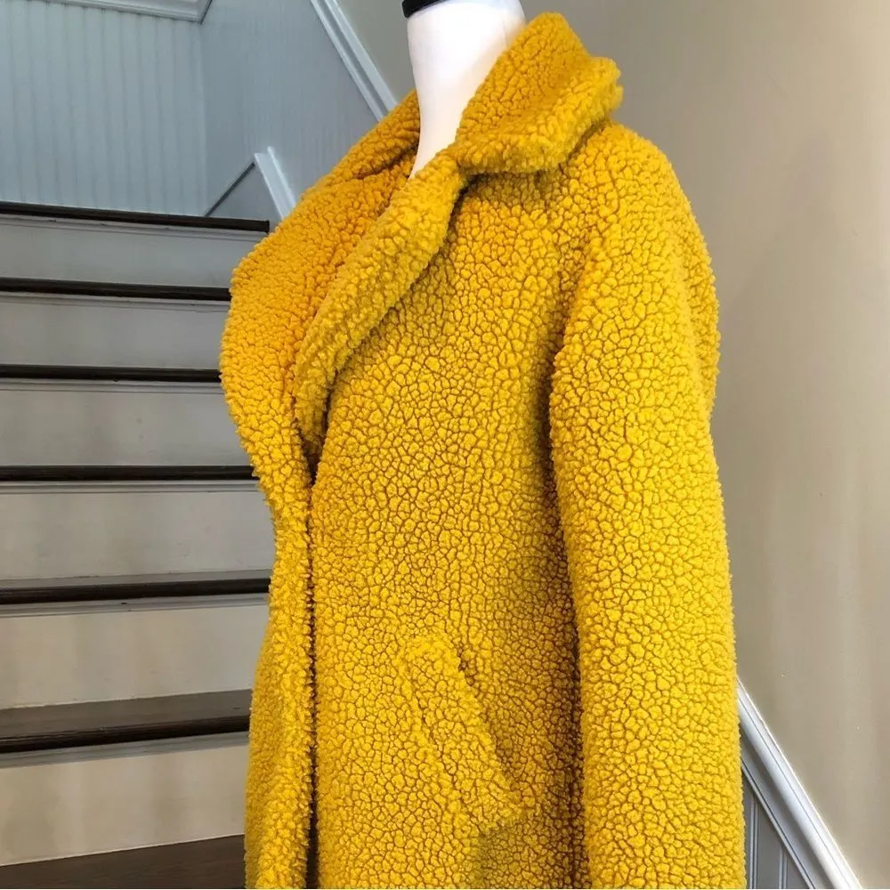 LUCKY BRAND Golden Long Line Sherpa Teddy Pea Coat w Snap Closure & Hand Pockets - Image 14