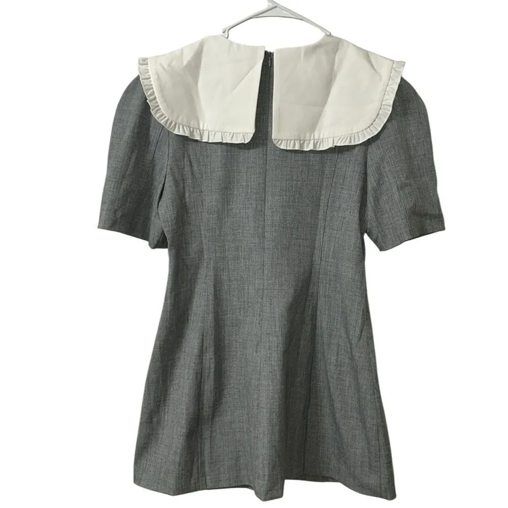 Sister Jane Gray & White Oversized Collar Mini Dress(Size Medium) Gray - Image 5