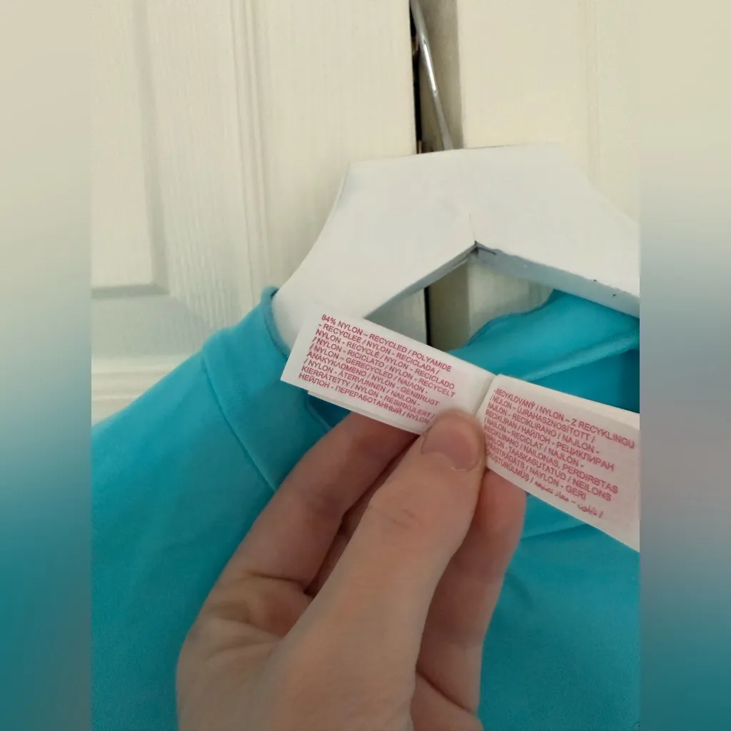 Hurley X Love Shack Fancy Rhinestone Rashguard Top Turquoise Heart Size Small - Image 8