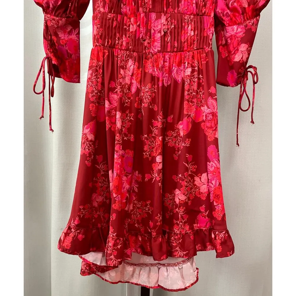 For Love & Lemons Alia Mini Dress Red Size Small NWT Lace Up Back Flirty Sassy - Image 4