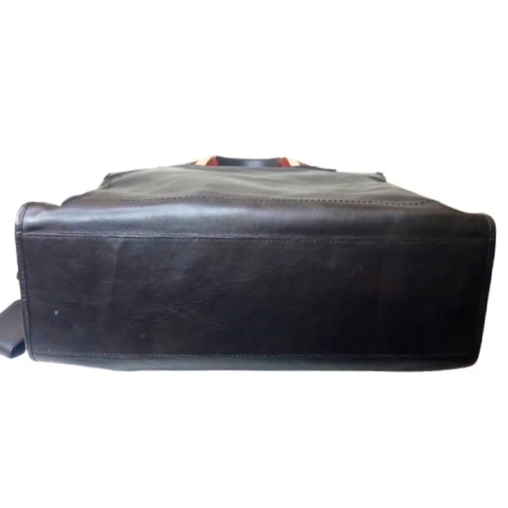 BALLY Brown Calfskin Tote Bag w Stripe Crossbody Strap Interior Zip Pocket MINT - Image 12