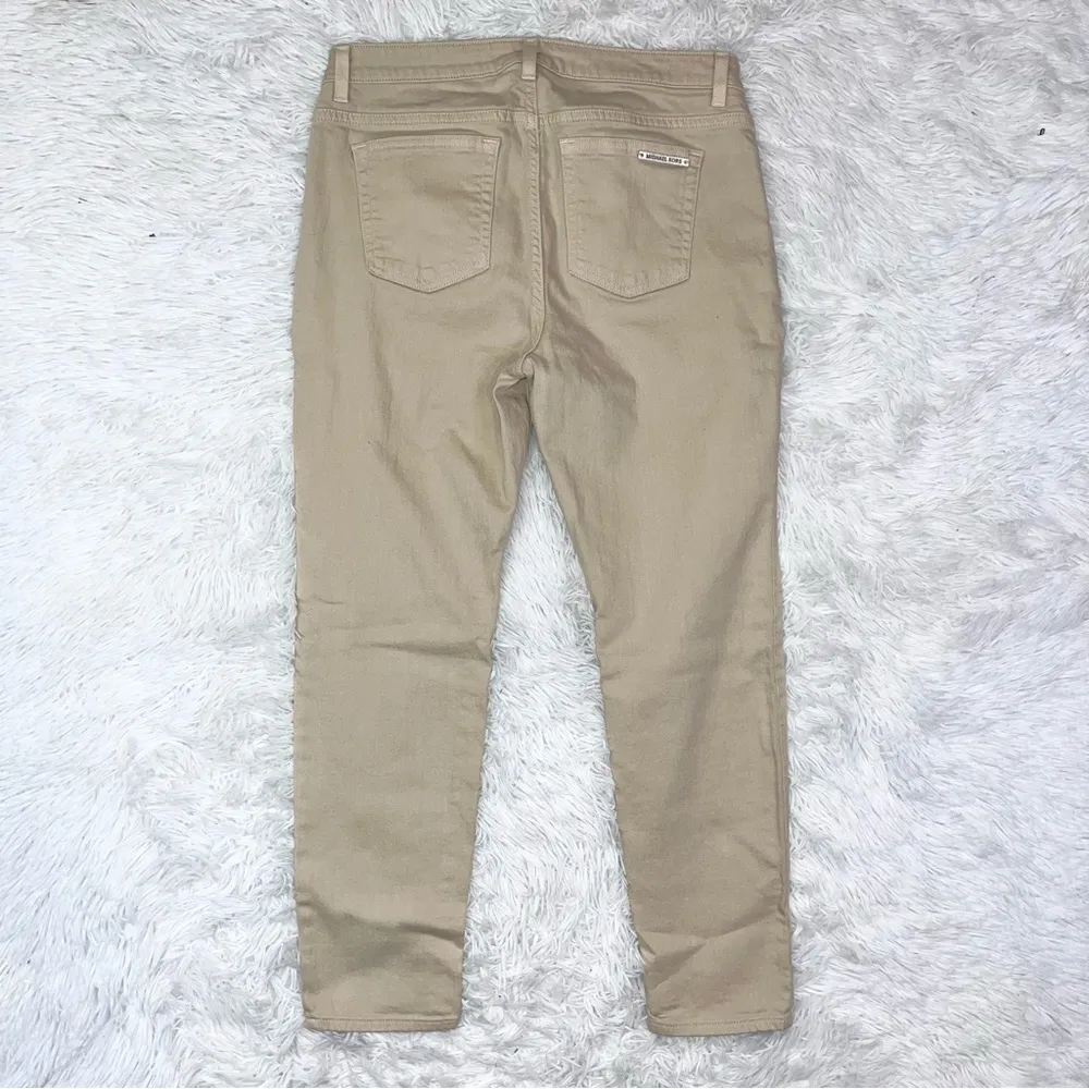 MICHAEL KORS Women’s Mid-Rise Light Tan Cropped Skinny Jeans 8 - Image 4