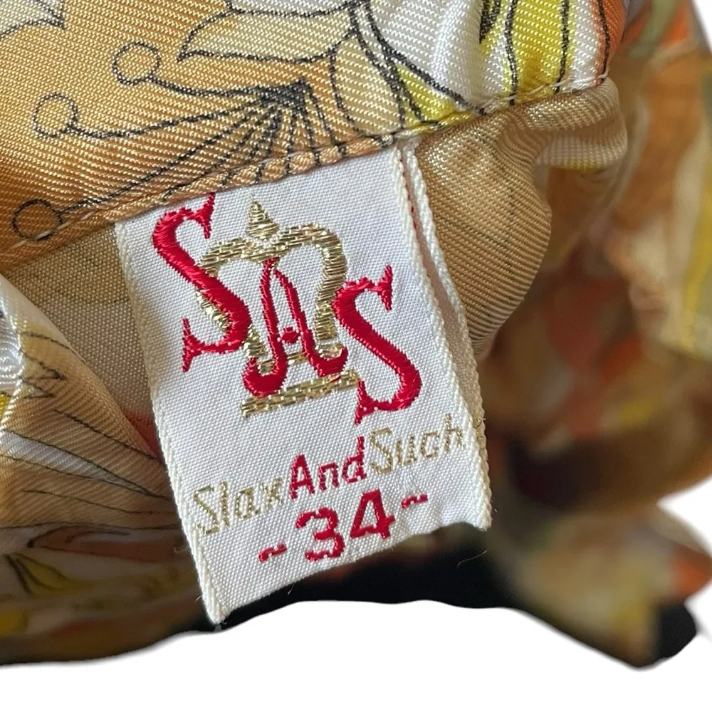 SAS Slax and Such Vintage 60s Earthy Hippie Natural Boho Floral Long Sleeve Top Orange Size 34 - Image 4