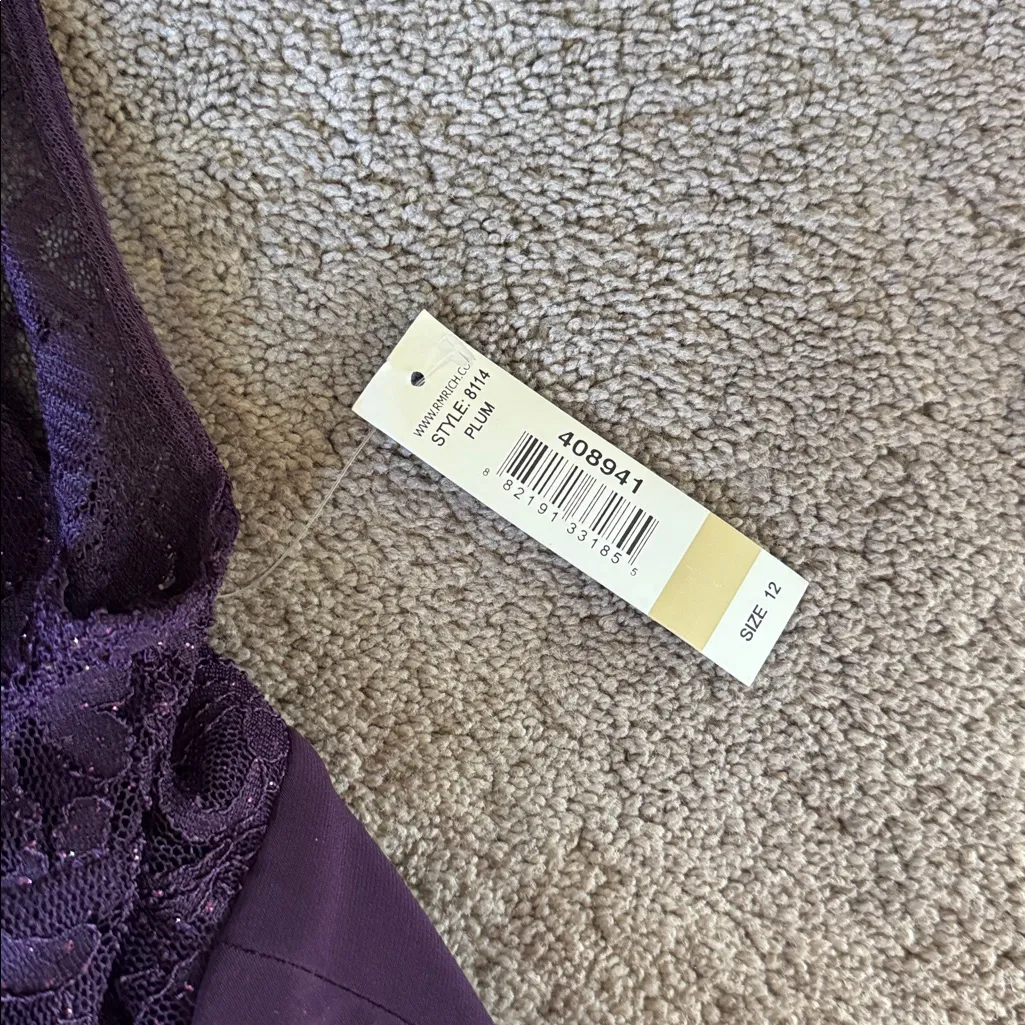 R&M Richards Plum Purple Ruched Dress SIZE 12 - Image 3