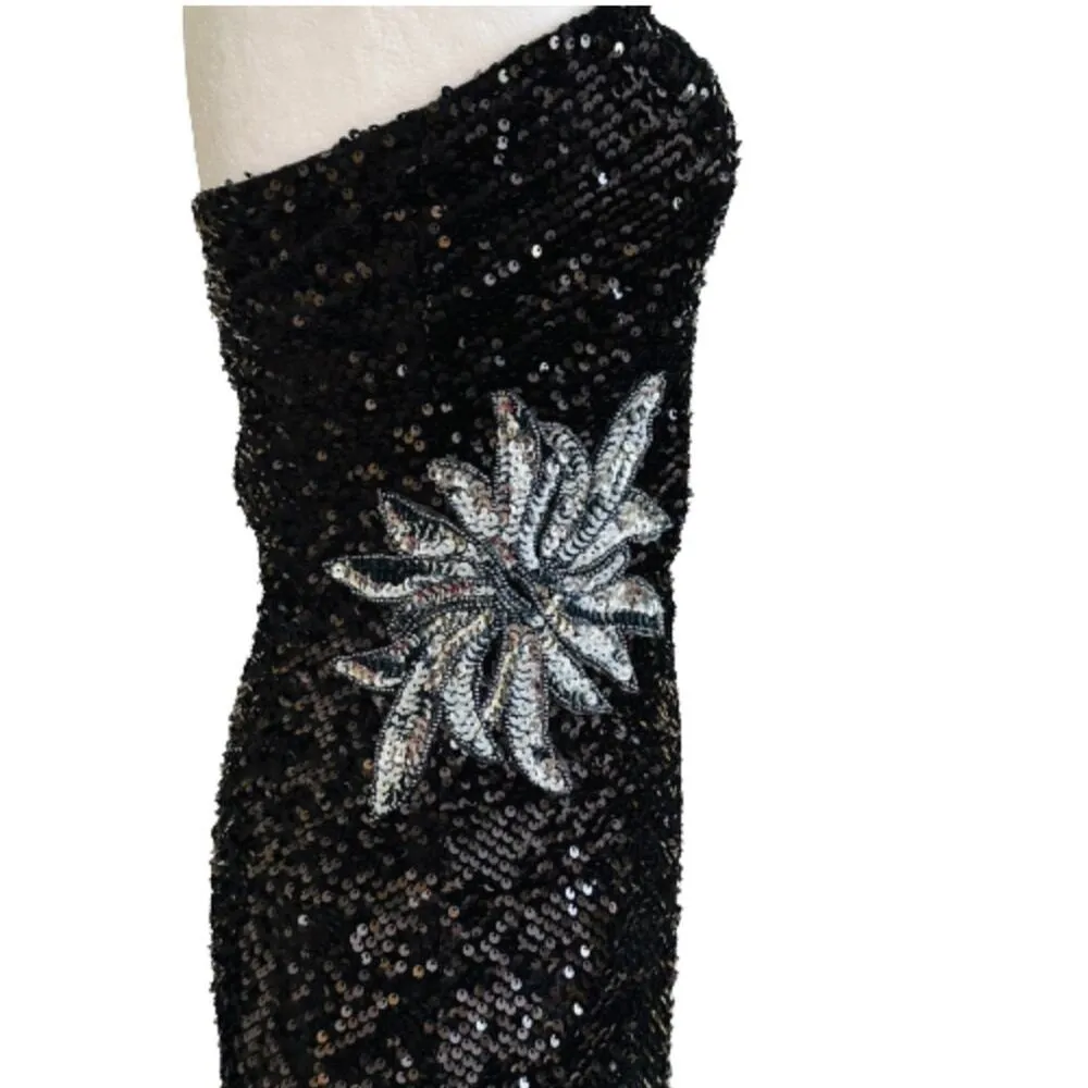 Gianni Bini Dress Vida Black Sequin Strapless Formal Black Tie Midi Size 2 NEW - Image 5