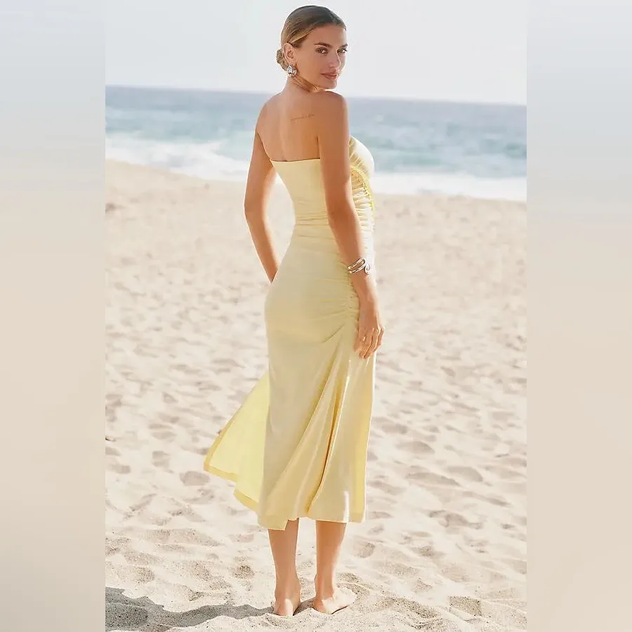 Celandine The Gabbie Strapless Ruched Tube Dress - Canary - Image 3