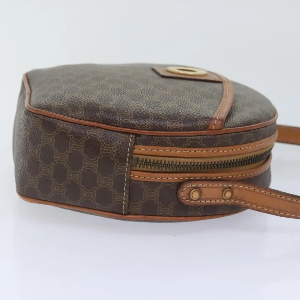 CELINE Macadam Canvas Shoulder Bag PVC Leather Brown Gold Authentic - Image 10