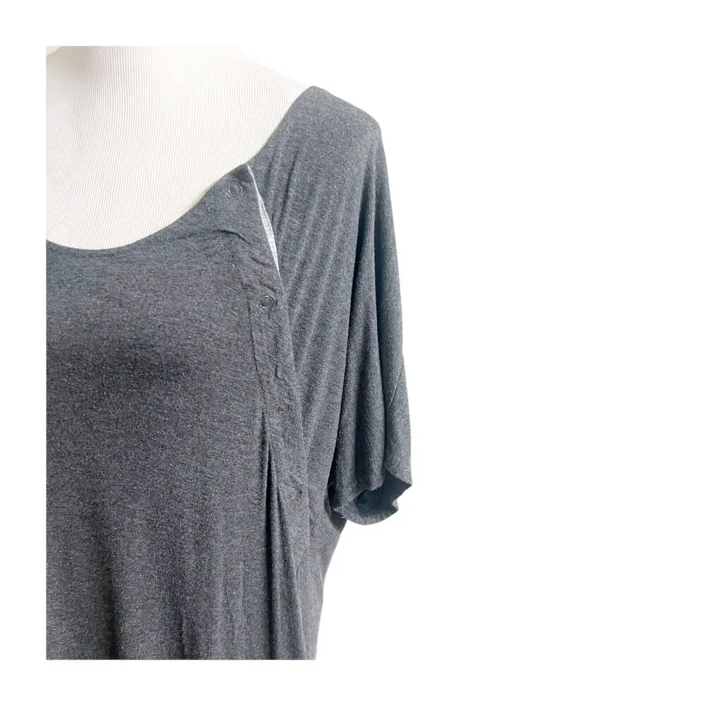 Frida Maternity Breast Feeding Midi Dress Snap Button Grey One Size Size undefined - Image 7