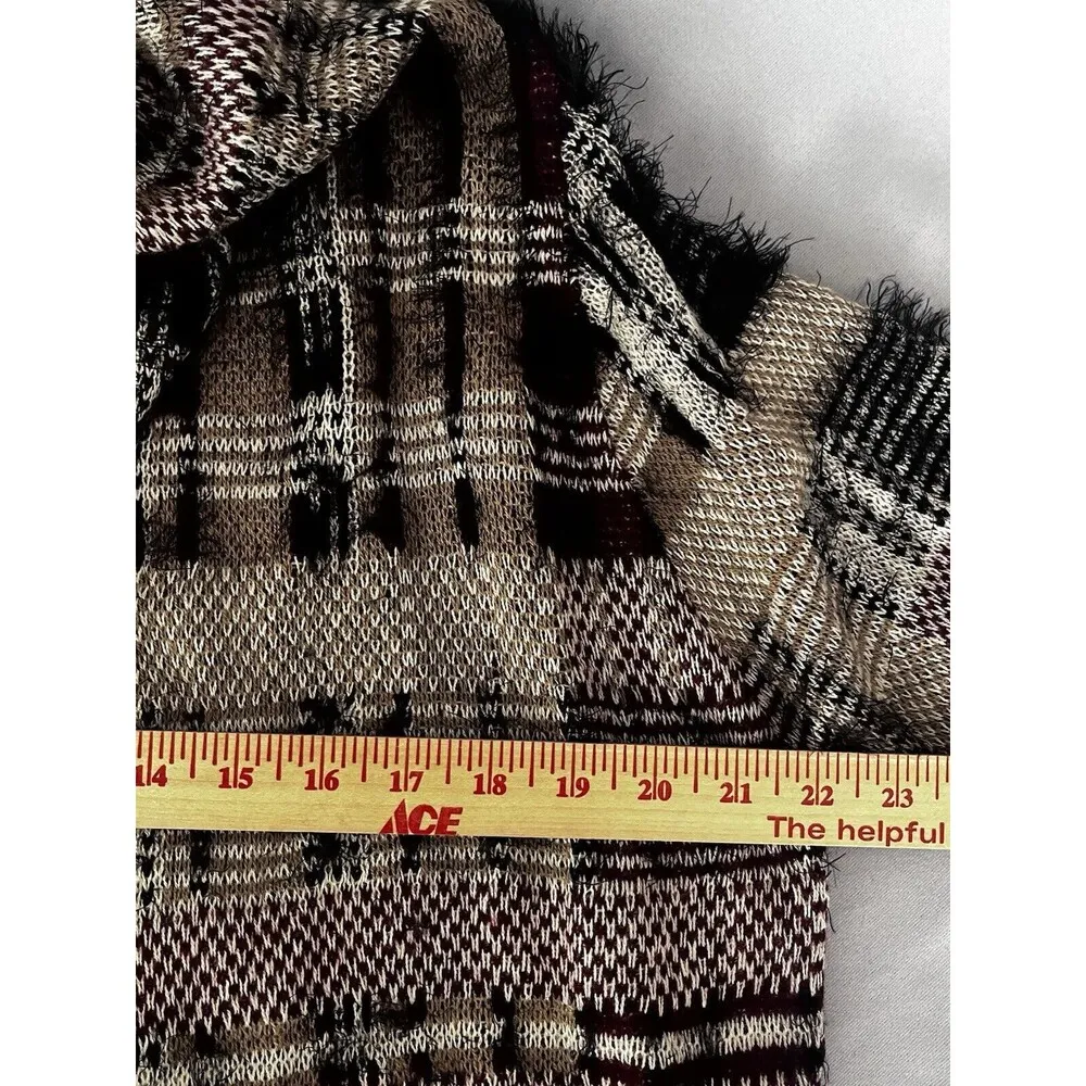 Oliver Anthropologie Open Cardigan Madras Plaid Fuzzy Cozy 90’s Y2K Sz Large - Image 4