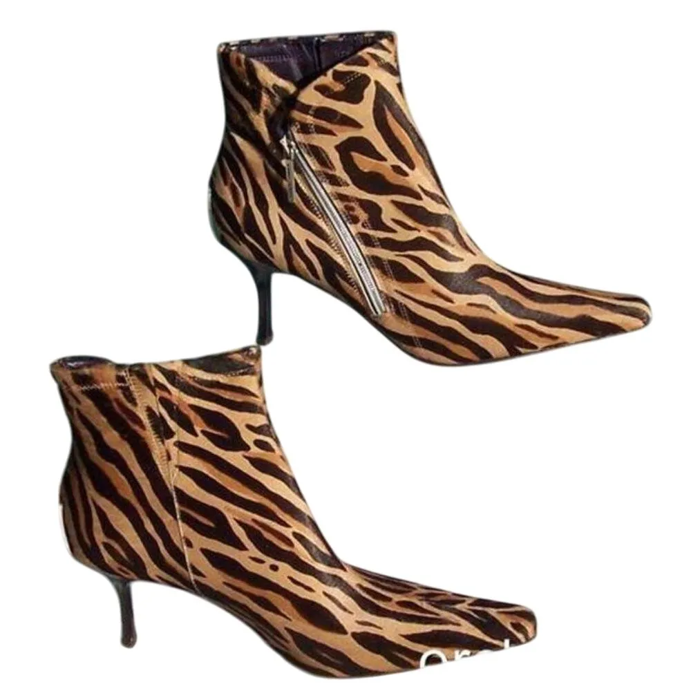 Donald Pliner Couture Hair Calf Leather Boot Shoe Animal Panther NIB NWT $495 Brown Size 5.5 - Image 3