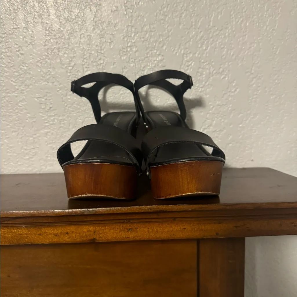 Madden Girl Black and Brown Wooden Platform Sandals - Image 2