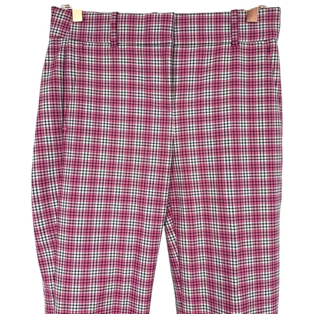 J. Crew Women's Cameron Plaid Ankle Pants Pink Black Size 2 Preppy Career Casual - Image 6