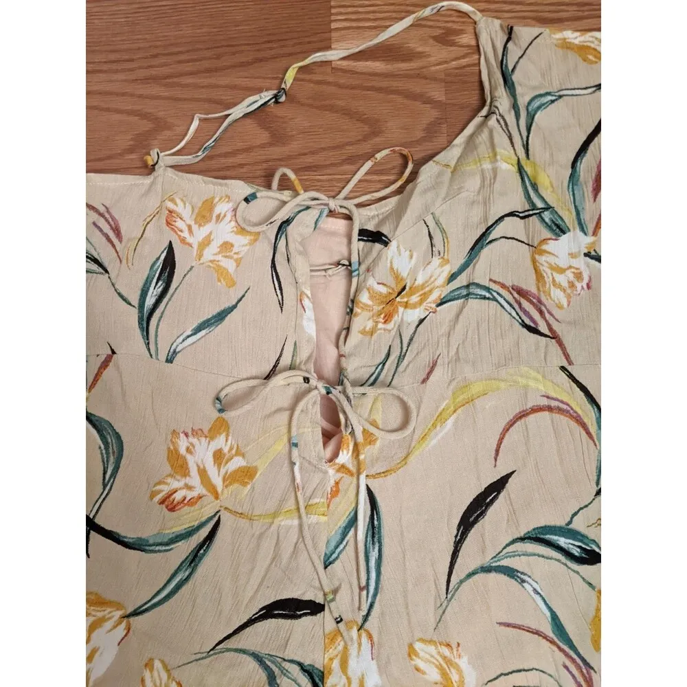 O’Neil Pink Floral Mini Dress Sz XL Pull Over Tie Sides Vacation Tropical Surf - Image 11