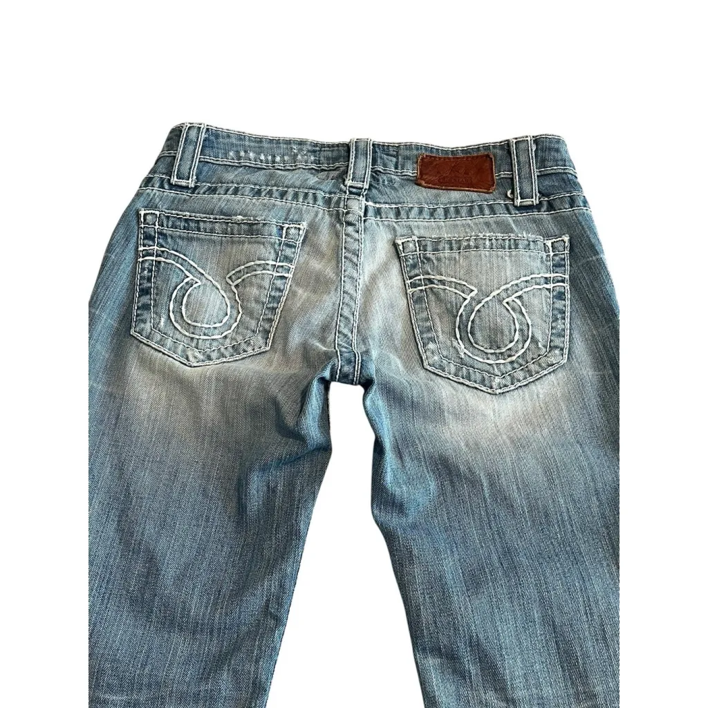 Big Star Jeans Womens 28 Liv Blue Capri Crop Low Rise Distressed Embroidered - Image 11