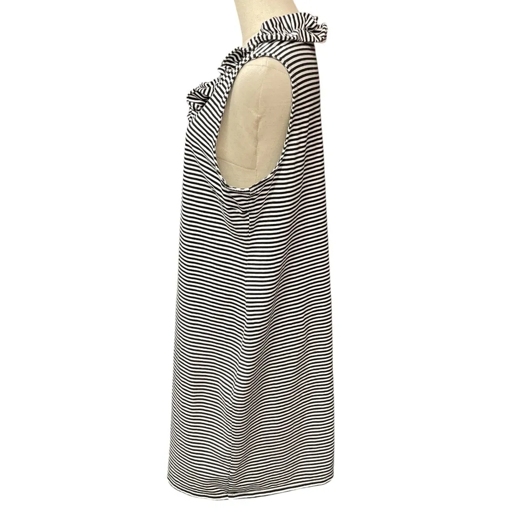 Talbots Striped Ruffle Collar Sleeveless T-Shirt‎ Dress Black White Size XLP - Image 4