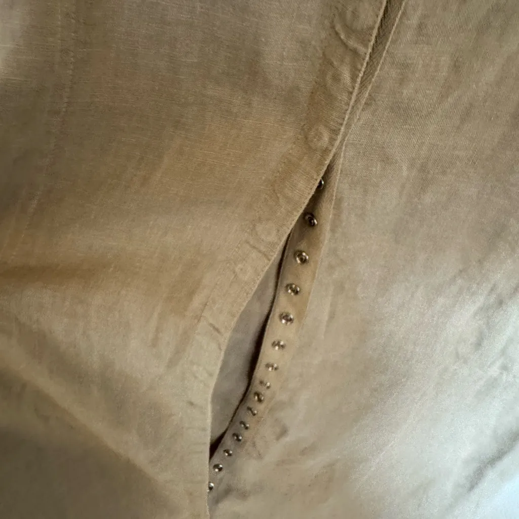 Johnny Was khaki linen snap front dress size small - Image 3